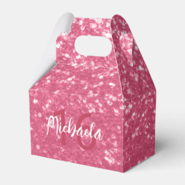 Ljus rosa ros falska gnistor glitter Monogram Presentaskar
