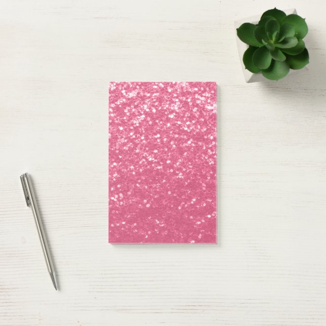 Ljus rosa ros falska gnistor glitter post-it block (Kontor)