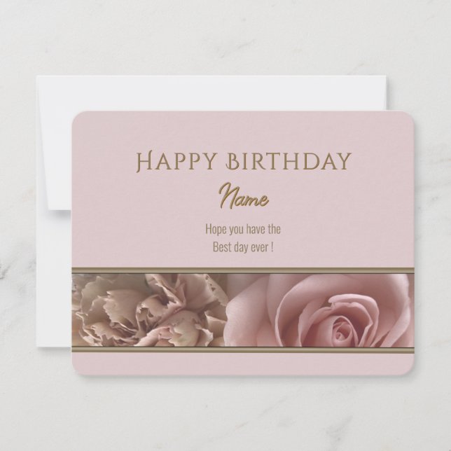 Ljus rosa ros Lycklig födelsedag gratulationskort (Framsida)