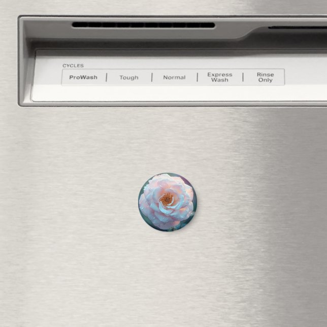 Ljus rosa ros med dagg magnet (In Situ (Dishwasher))