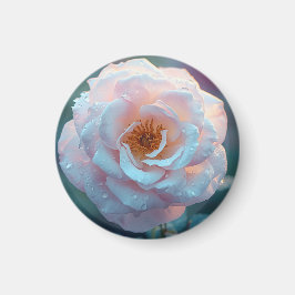 Ljus rosa ros med dagg magnet