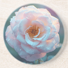 Ljus rosa ros med dagg underlägg