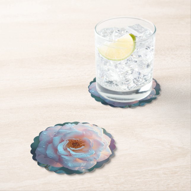 Ljus rosa ros med dagg underlägg papper (Insitu)