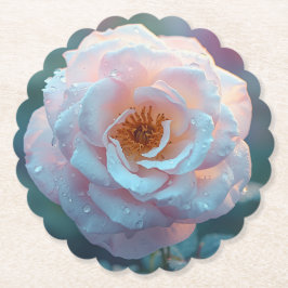 Ljus rosa ros med dagg underlägg papper