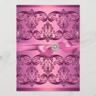 Ljus rosa skugga och badkarl16 födelsedag Inbjudan