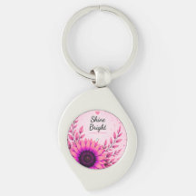 Ljus rosa solros inspirerande nyckelring
