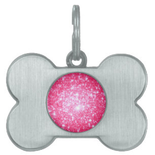 Ljus rosa stjärnor ID-bricka husdjur