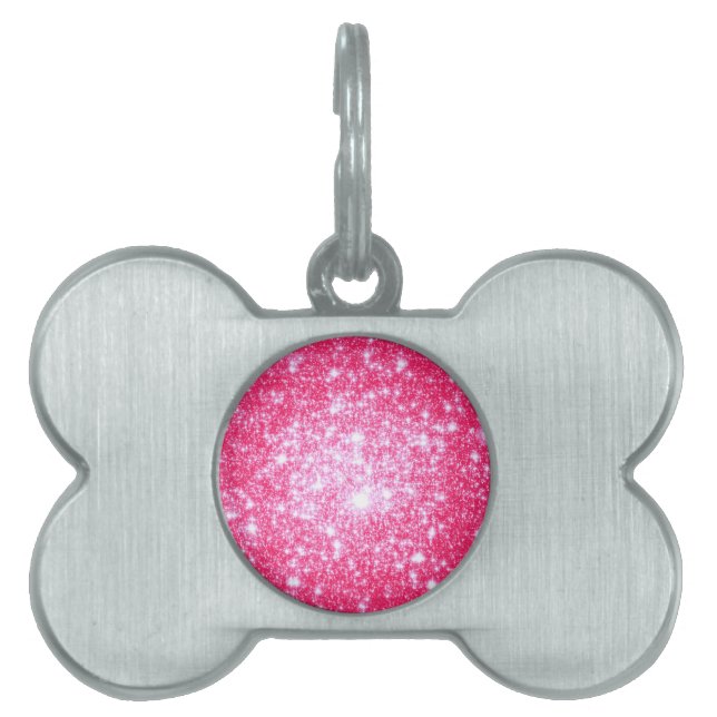 Ljus rosa stjärnor ID-bricka husdjur (Framsidan)