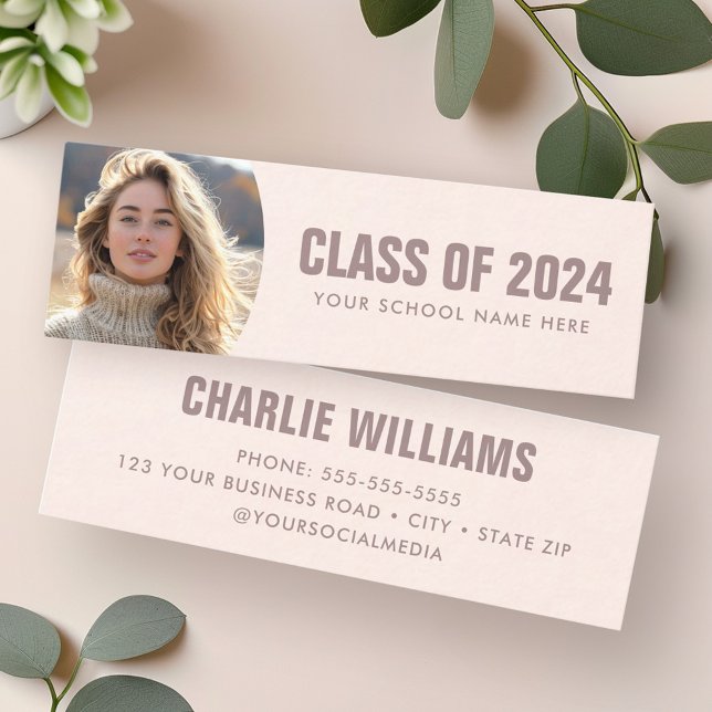 Ljus  rosa student student, namn mini visitkort (Light blush pink graduate student photo name mini business card)