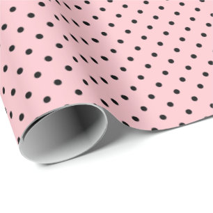 Ljus rosa Svart polka-punktsvällning Papper Presentpapper
