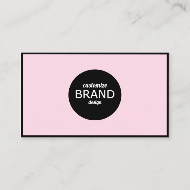 Ljus rosa svartvit Gräns-minimalistisk Professione Visitkort (Framsida)