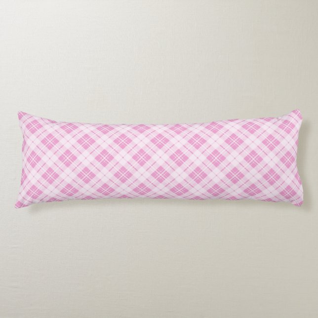 Ljus rosa tartan jul helgdagsmönster kroppskudde (Framsidan)