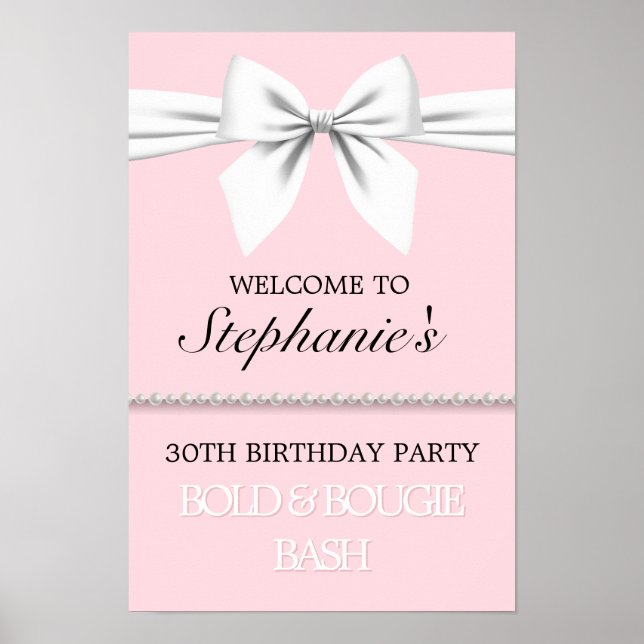 Ljus rosa Tiffany-Temapartyets välkomsttecken Poster (Framsidan)