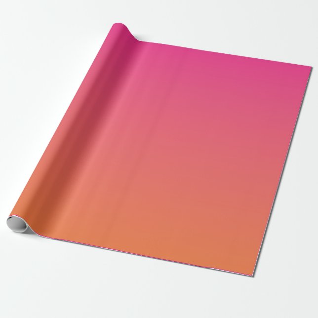 Ljus Rosa till Orange Gradient Solid Presentpapper (Utrullad)
