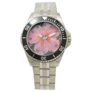 ljus rosa trädgårdsblomma armbandsur