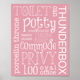 Ljus rosa utskrift av luddig Toilet-symbol Poster