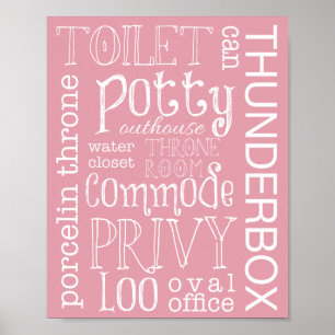 Ljus rosa utskrift av luddig Toilet-symbol Poster