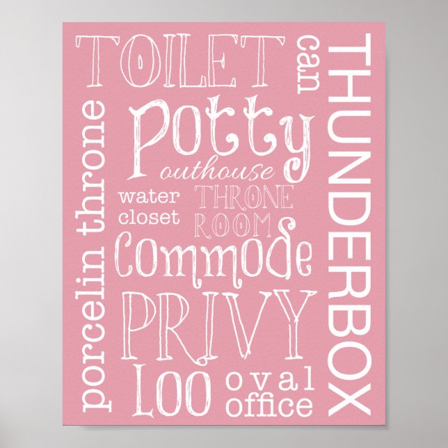 Ljus rosa utskrift av luddig Toilet-symbol Poster (Framsidan)