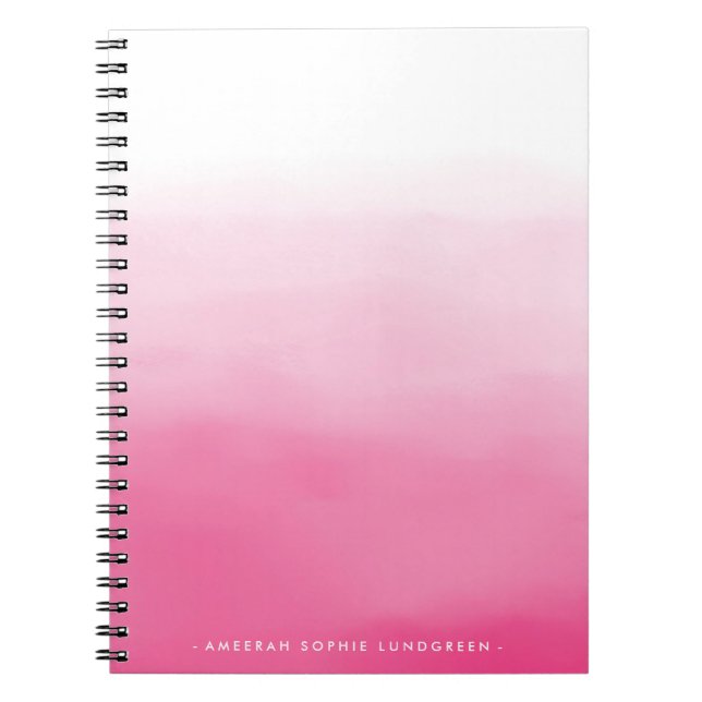 Ljus rosa vattenfärgOmbre anteckningsbok (Framsidan)