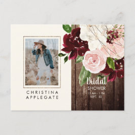 Ljus rosa & vinröd bröllopsdusch för brudar postko vykort