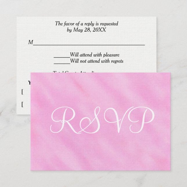 Ljus rosa vit akvarell bröllop RSVP OSA Kort (Fram/baksida)