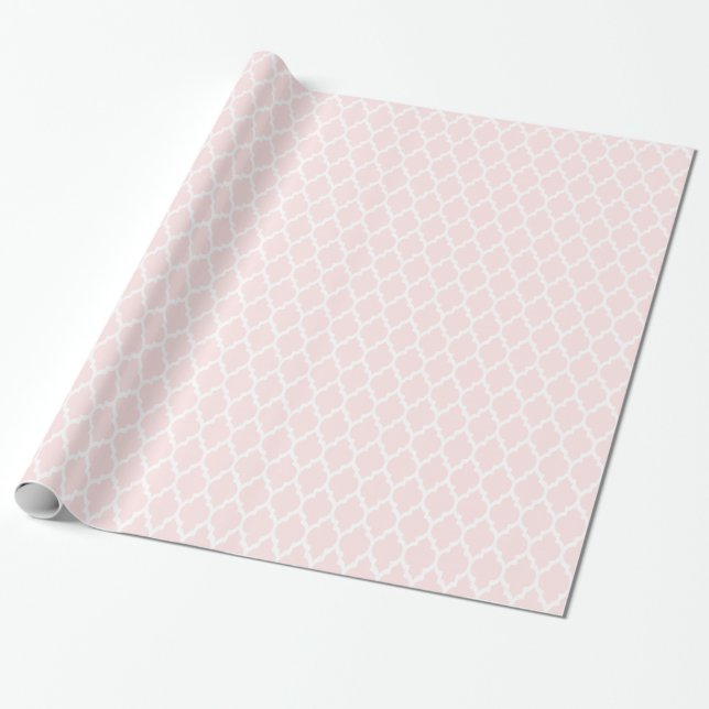 Ljus rosa vit marockansk quatrefoil-mönster #4 presentpapper (Utrullad)