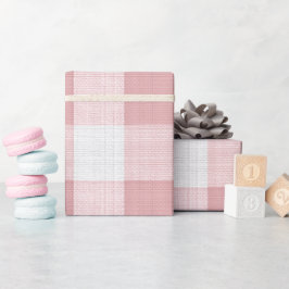 Ljus rosa vit mjuk gingham rosé rutigt mönster presentpapper