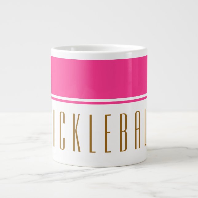 Ljus Rosa White Färg Block Tall PICKLEBALL Text Jumbo Mugg (Framsidan)