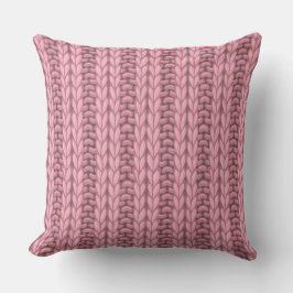 Ljus rosa Winter Knitting Wooly Mönster Kudde