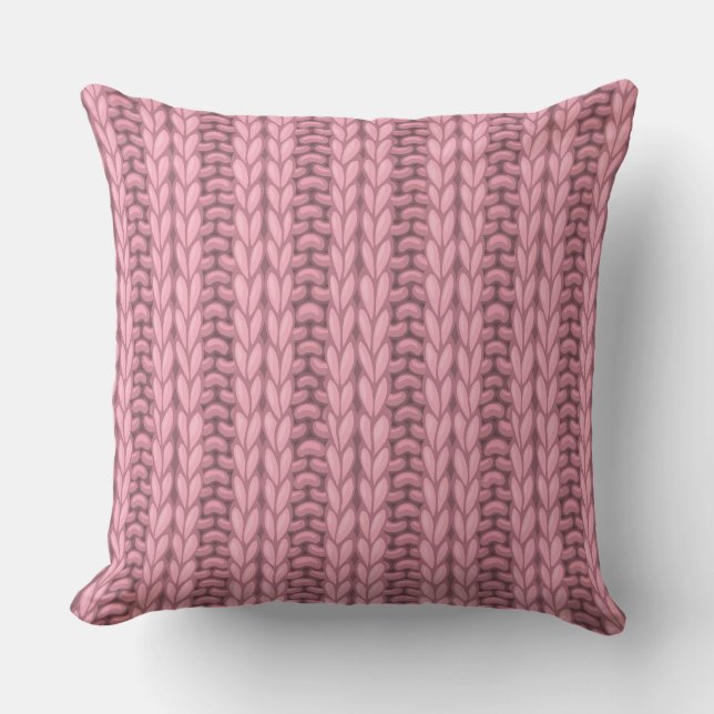 Ljus rosa Winter Knitting Wooly Mönster Kudde (Framsida)