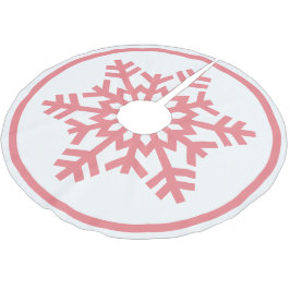Ljus rosakorall rosa snöflinga på vit julgransmatta borstad polyester