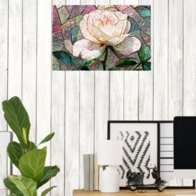 Ljus rosé Rosa Fals Glasmosaik Pastell Poster (Skapare uppladdad)
