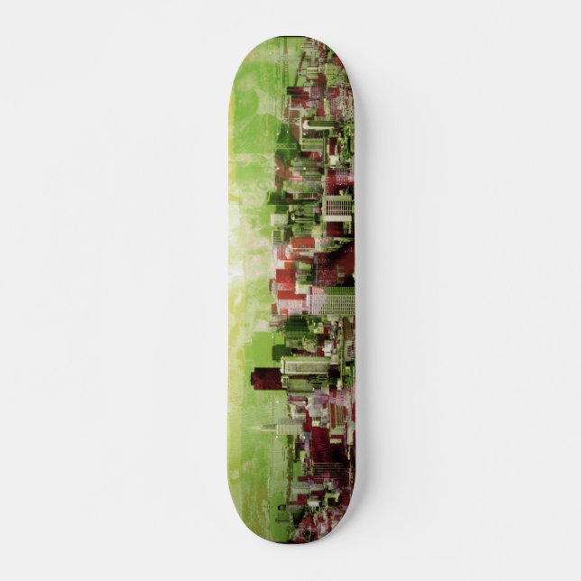 ljus rostig stad - grönt mini skateboard bräda 18,7 cm (Framsida)