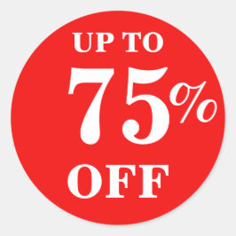 Ljus rött upp till 75 % rabatt på affärsmärken runt klistermärke