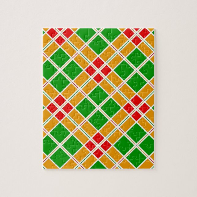 Ljus rutig argyle grön gul mönster tillbehör pussel (Vertikal)