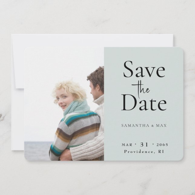 Ljus Sage the Two of US Photo Save the Date Spara Datumet (Framsida)
