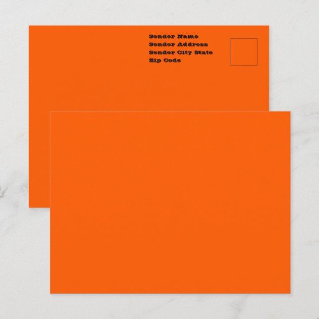 Ljus sann orange enfärgad färg vykort (Fram/baksida)