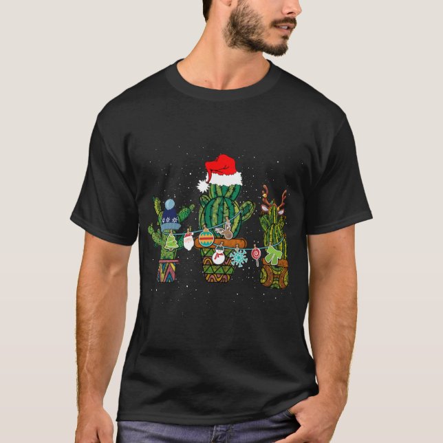 Ljus Santa Hat Sweater Julafton Träd Ch T Shirt (Framsida)