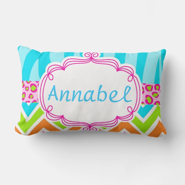 Ljus sebraLeopard och sparrepersonlig Lumbarkudde (Framsida)