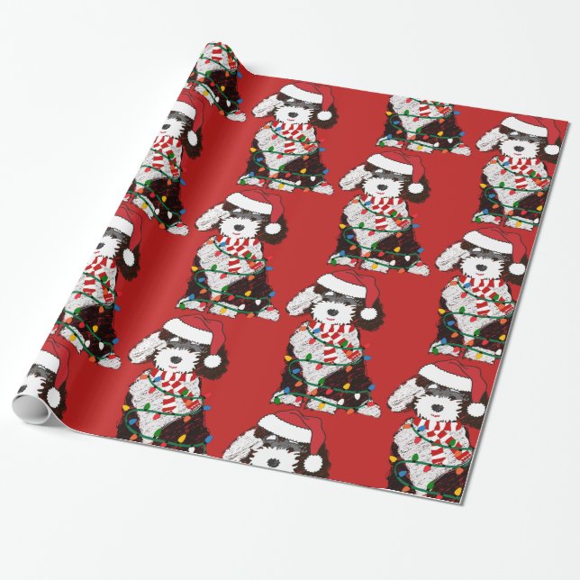 Ljus Sheepadoodle Red Presentpapper (Utrullad)