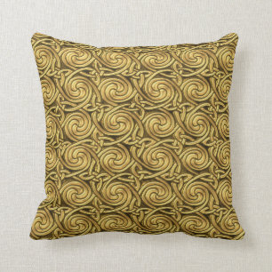 Ljus shiny Golden Celtic Spiral knop Mönster Kudde