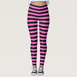 Ljus Shock rosa och svart stripe Leggings