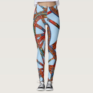 Ljus Siciliansk kärra hjul Ornament folkkonst Legg Leggings