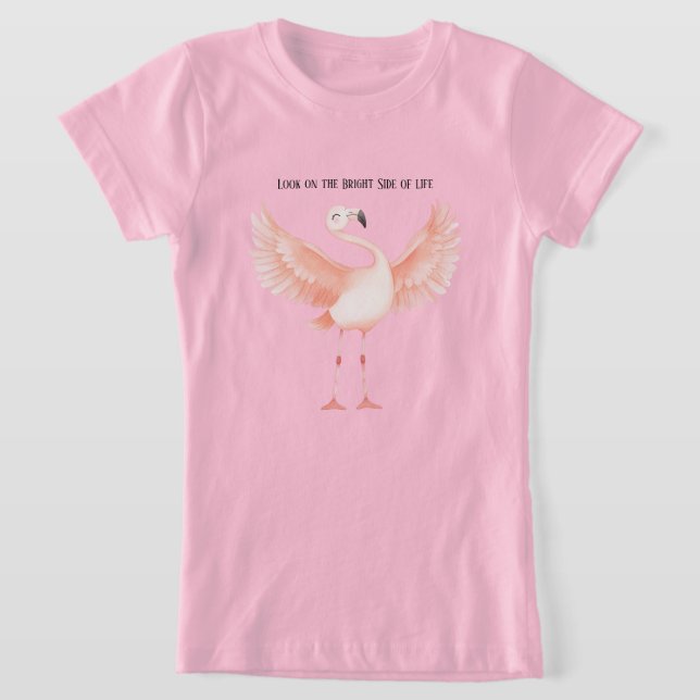 Ljus sida av livet Rosa Flamingo T Shirt (Laydown)