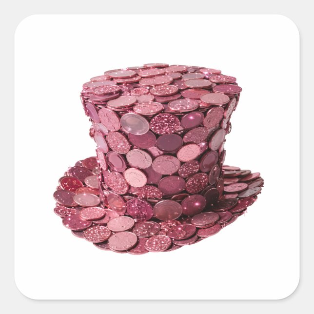 Ljus silver Rosa Mynt Hatt Etikett Design (Framsida)