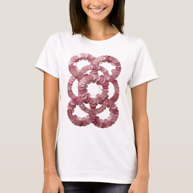 Ljus Silver Rosa PALJETTER Uttalande Design T Shirt (Framsida)