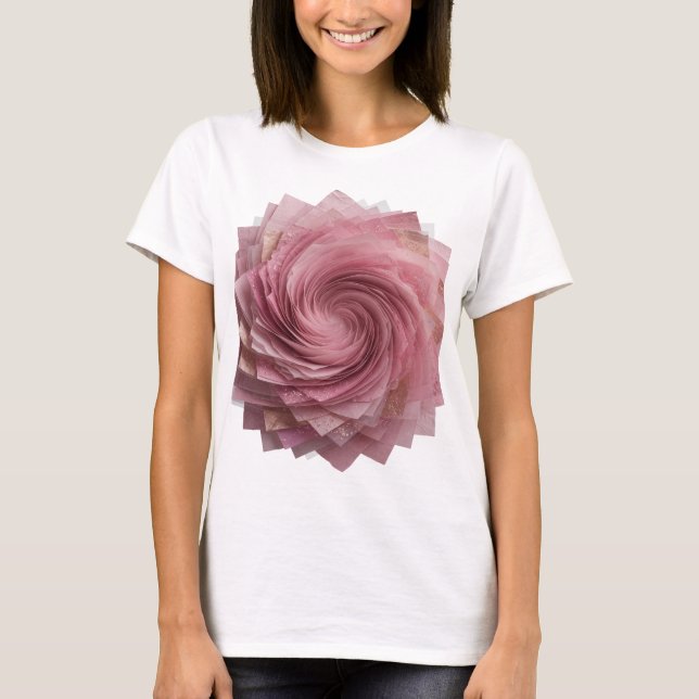 Ljus Silver Rosa Ros Textdesign T Shirt (Framsida)