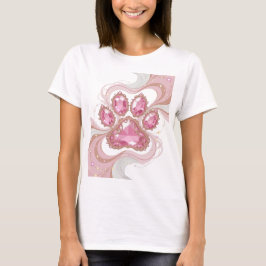 Ljus Silver Rosa Smycken PAW Text Design T Shirt