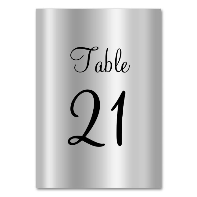 Ljus silver satin ombré falsk folie bordsnummer (Framsidan)