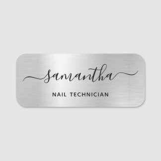 Ljus silvergrå Glam Signatur Namn Jobbtitel Namnbricka